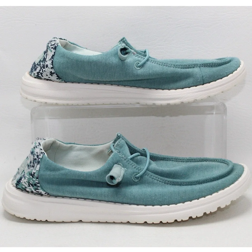 Hey Dude Wendy Stretch Fleece Sea Blue Slip On Loafers Shoes Womens‎ 6